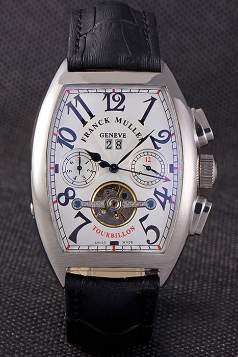 Franck Muller Casablanca Svart Croco Leather Strap Tourbillon 80282