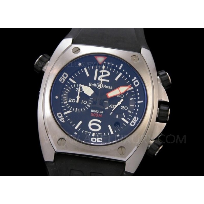 Replika Bell Ross Tonneau BR02 94 Chronograph klokker svart dial