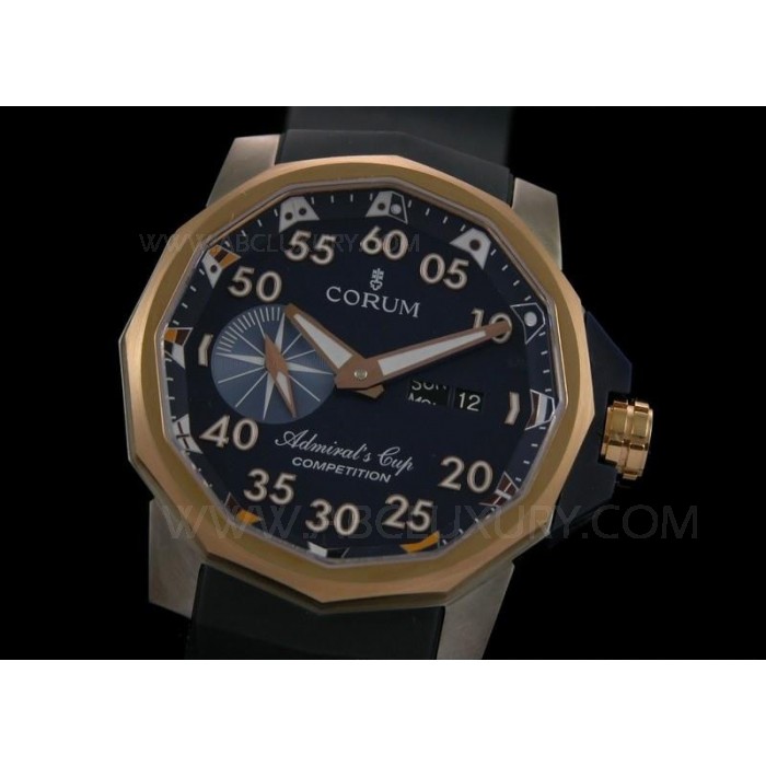 Replika Corum Admirals Cup Chronograph Klokker Titanium sak 18K Rose Gold Bezel 48mm SCO015