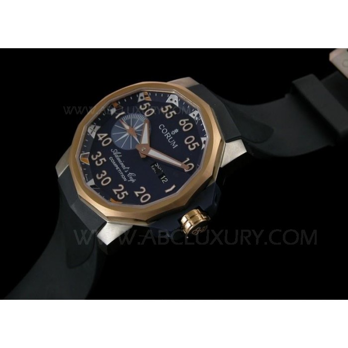 Replika Corum Admirals Cup Chronograph Klokker Titanium sak 18K Rose Gold Bezel 48mm SCO015