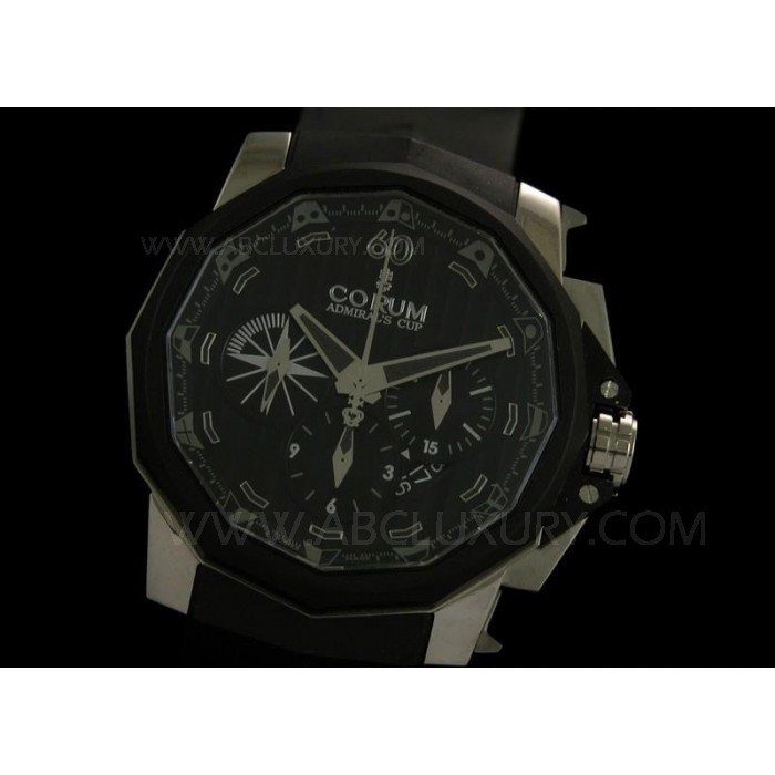 Replika Corum Admirals Cup Chronograph Klokker Titanium tilfellet svart gummi rem 48mm SCO002