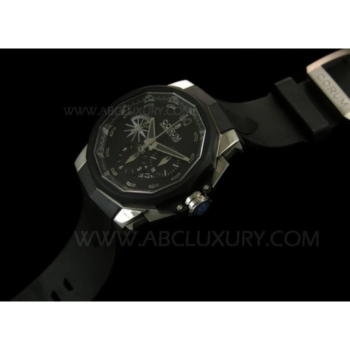 Replika Corum Admirals Cup Chronograph Klokker Titanium tilfellet svart gummi rem 48mm SCO002